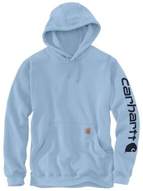 Carhartt Men's Light Blue Logo Sleeve Tall Hoodie